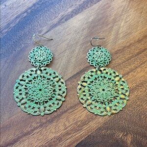 Elegant Green Filigree Earrings